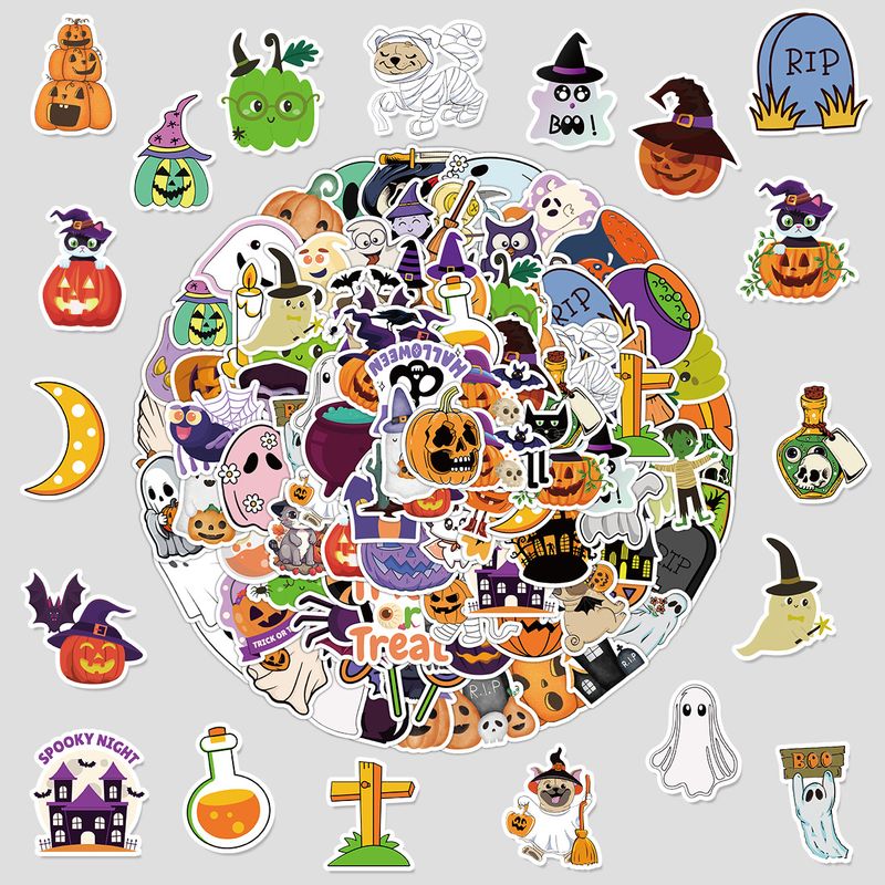 Stickers 100 Cute Halloween Graffiti Stickers For Cups, Computers, Luggage, Waterproof Decorative Stickers_voghion.com