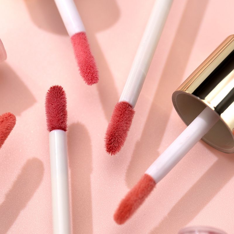 QIBEST Mirror Glaze, fleckenfreie Tasse, farbechte, feuchtigkeitsspendende Lippenfarbe, langanhaltend, leicht färbendes Flüssigpuder-Rouge-Set_voghion.com