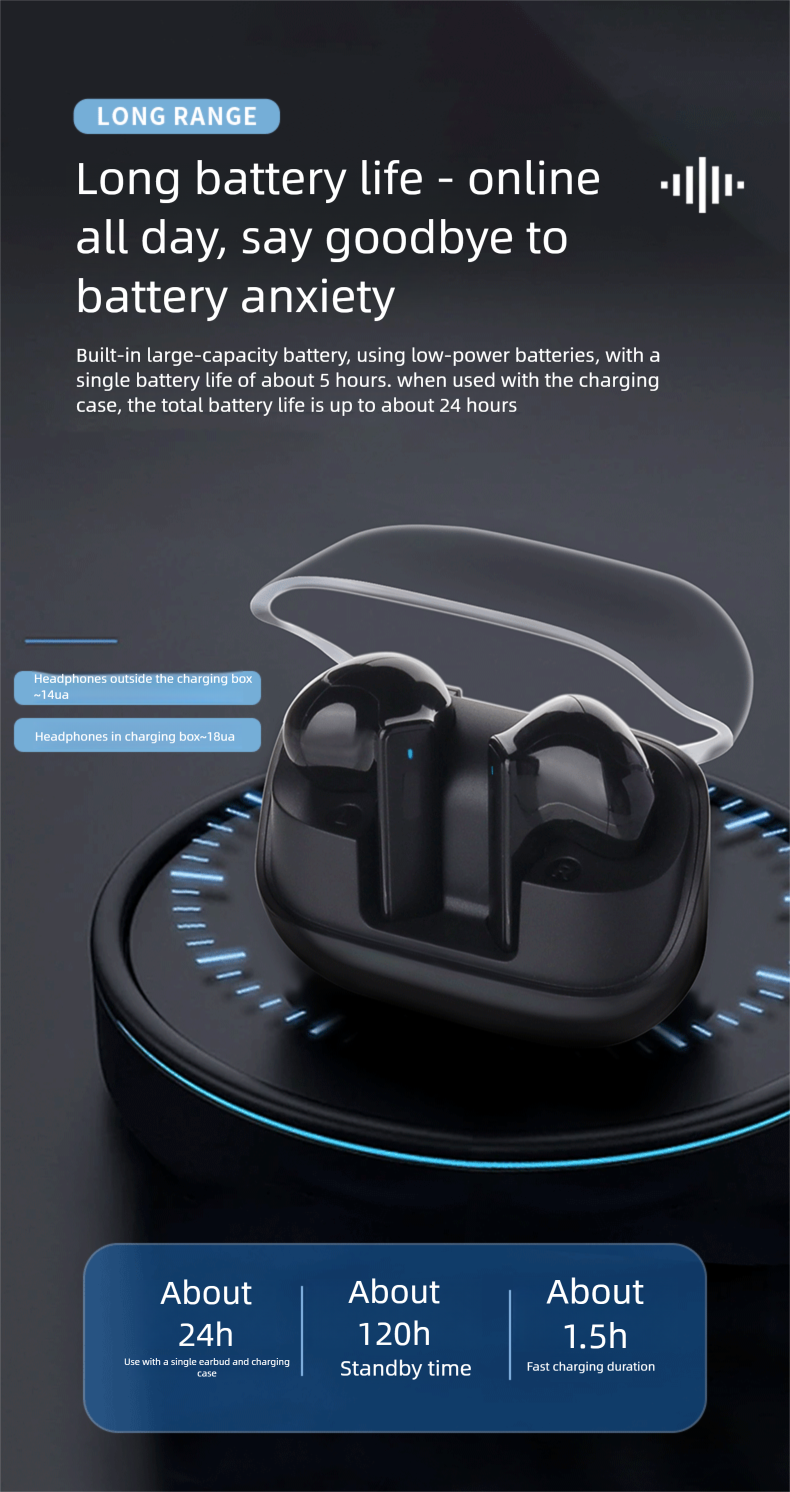 Cuffie auricolari in-ear wireless con doppia qualità del suono stereo, cancellazione del rumore Bluetooth, lunga durata e indolore, con stampo privato_voghion.com