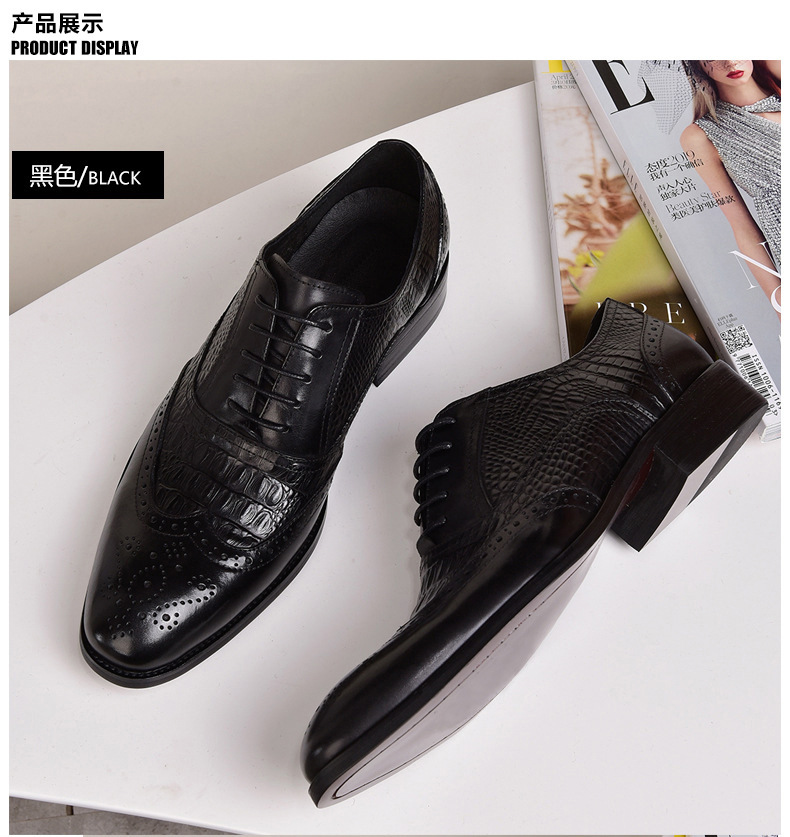Orff Footwear Cross-border New Product 2023 Brock Oxford Mens Distressed Retro Leather Shoes Crocodile Pattern Leather Shoes Large Size_voghion.com