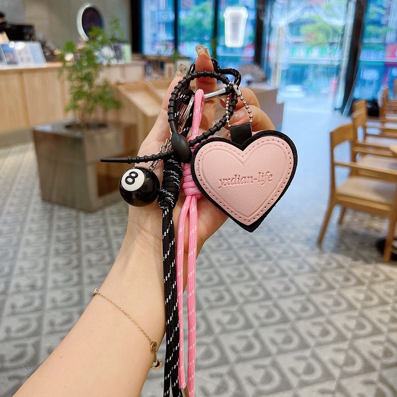 Koreanische Ins Wind Handgestrickte Seil Leder Herz Miu Stil Nische Gewebte Lanyard Schlüsselbund Paar Tasche Anhänger_voghion.com