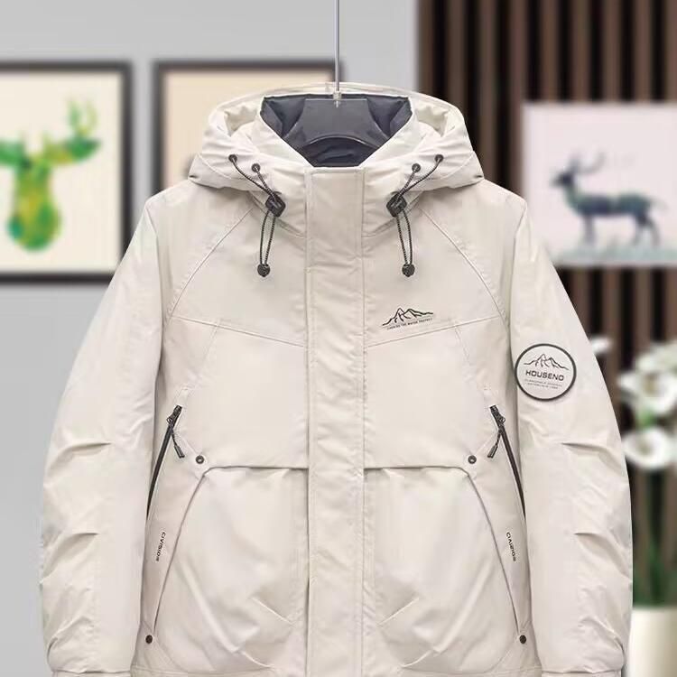 Heren winter donsjack met capuchon, waterdichte en winddichte parka, dikke warme pufferjas voor buiten en dagelijks gebruik_voghion.com