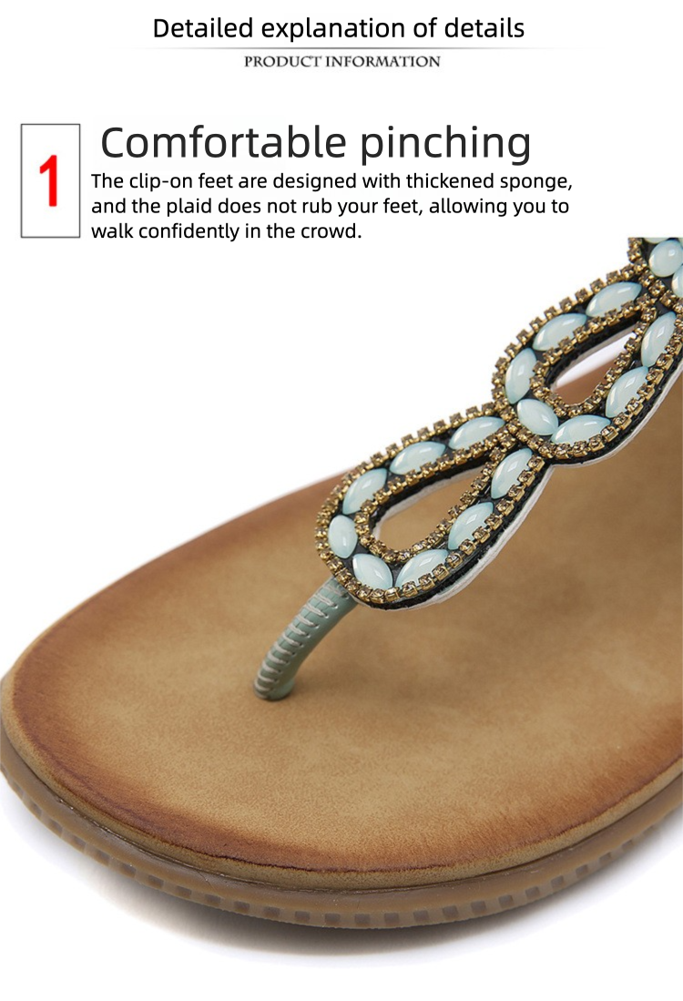 2025 New Style Sandals Bohemian Rhinestone Comfortable Round Toe Beach Vacation Large Size Flat Shoes_voghion.com