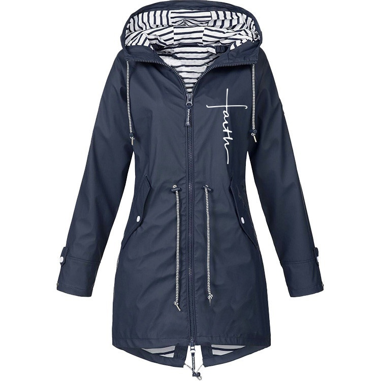 Wasserdichter Regenmantel für Damen, lässig, Basic, Outdoor, Trench, leichte Jacken mit Kordelzug, Wanderkleidung für Damen_voghion.com