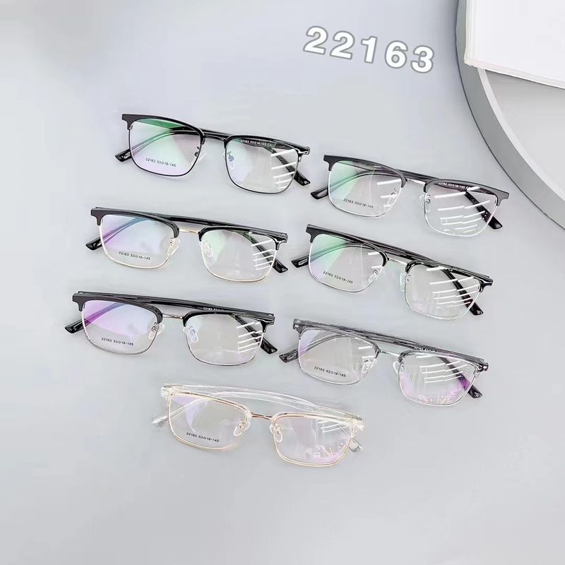 New Men's Business Style Eyebrow Metal Half Anti Blue Light Flat Artistic Square Myopia Lens Frame_voghion.com