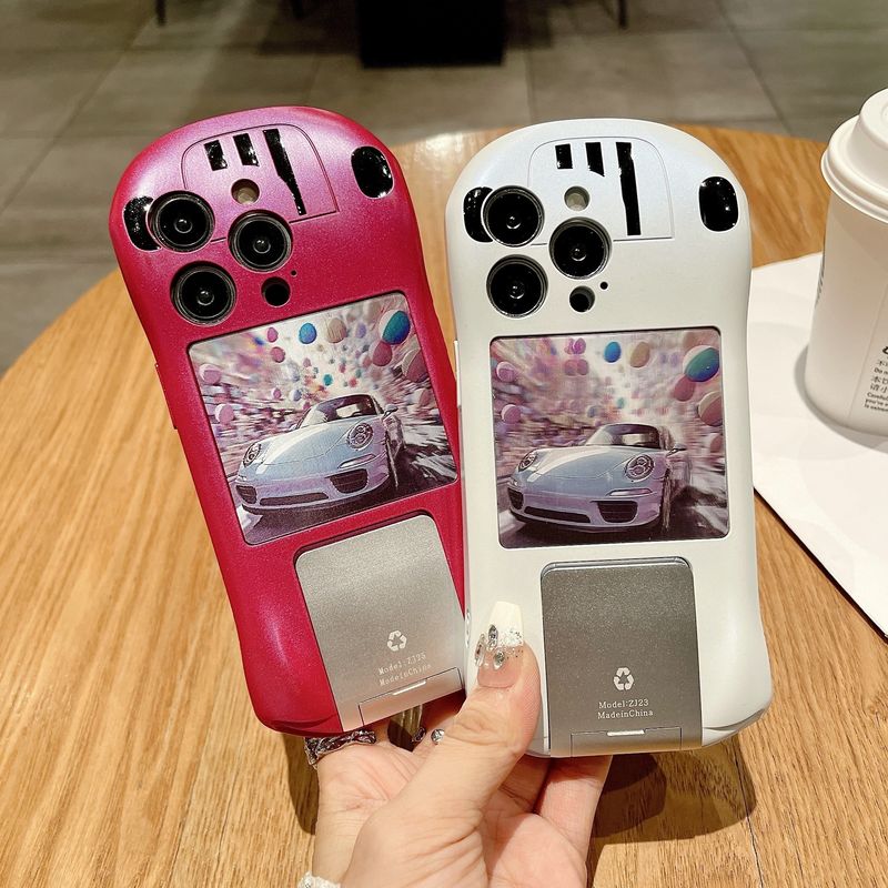 White Concealed Bracket Supercar Suitable For 15 Phone Case 15 Creative 14 Pro Max Anti-fall 14 Pro Fashion 13 Pro Small Car Shaped 12 Pro_voghion.com