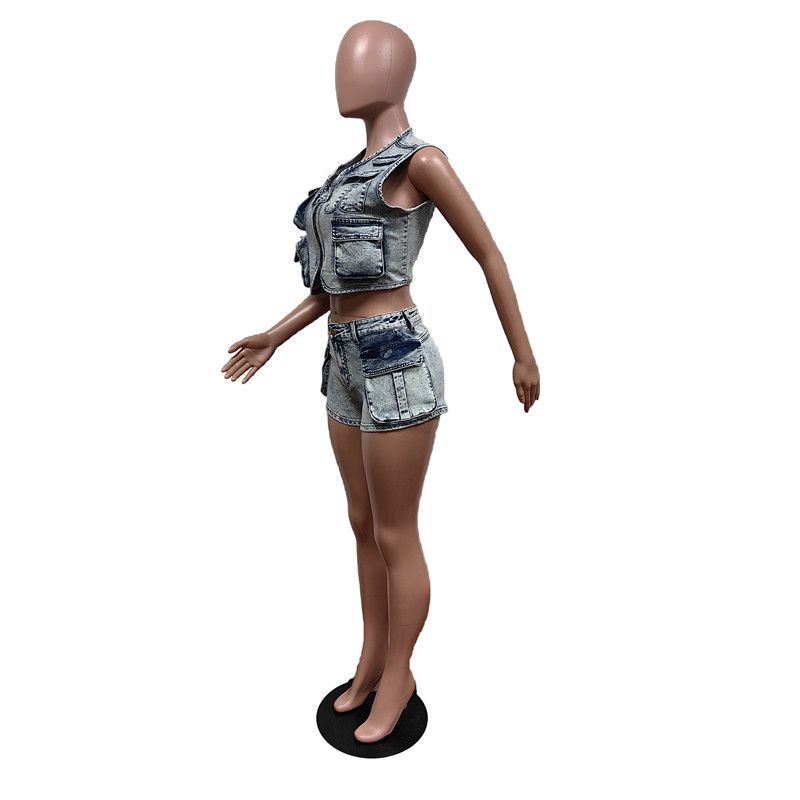 Sieviešu apģērbs Multi Pocket Vest Šorti Stretch Suit_voghion.com