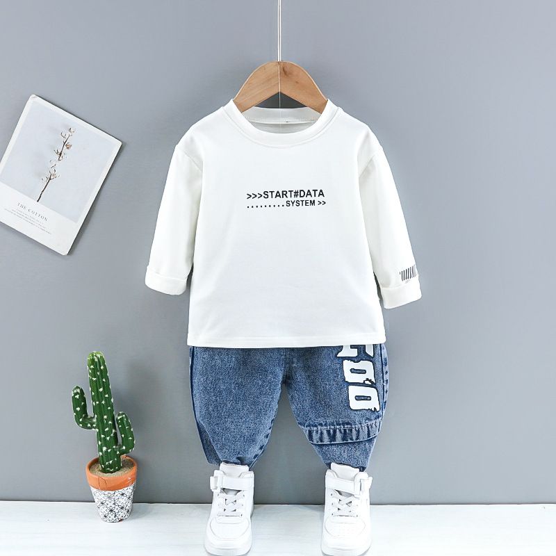 Haine pentru bebeluși, primăvară, toamnă, costum rupt, jachetă din denim, vestă cu glugă, cămașă + pantaloni, set 3 piese_voghion.com
