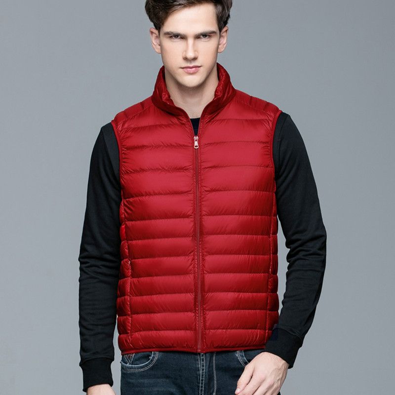 Autumn Winter Ultra-light White Duck Down Vest Men Outdoor Short Slim Fit Windbreakers Warm Waistcoat Lightweight Mens Vests_voghion.com