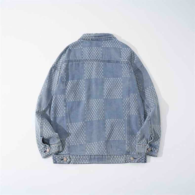 Unisex Jeansjacke – Oversized Streetwear Mantel mit Used-Details (Schwarz/Blau)_voghion.com