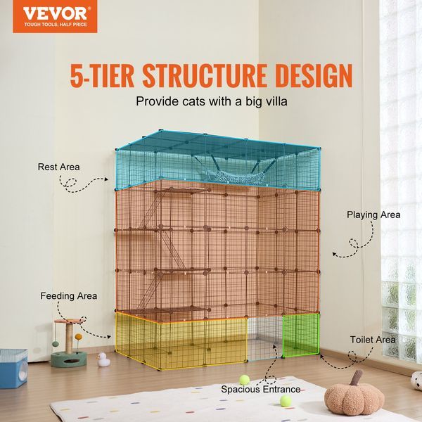 Large 4-tier Cat Cage 54 X 41 X 69' Metal Wire Cat Enclosure With Hammock_voghion.com