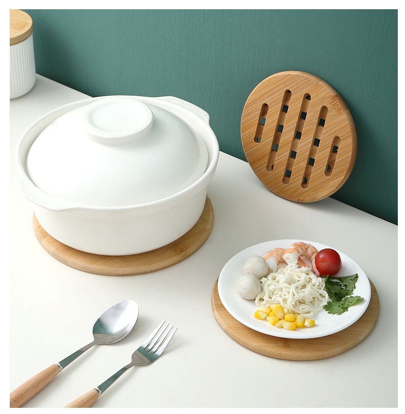 Bambus izolație Placecoats masă oală covorașe din lemn antiderapant partiție Hotel Home Hollow rotund gros Coasters ceai Coasters_voghion.com