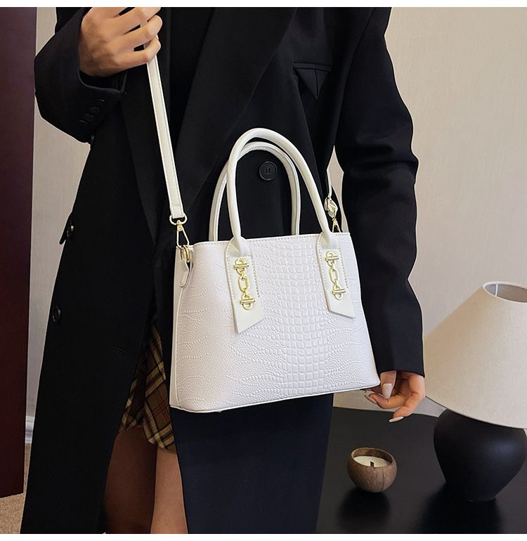 Handtasche Damen New Western Style Große Kapazität Pendler Umhängetasche PU Leder Krokodilmuster Tasche Damentasche_voghion.com