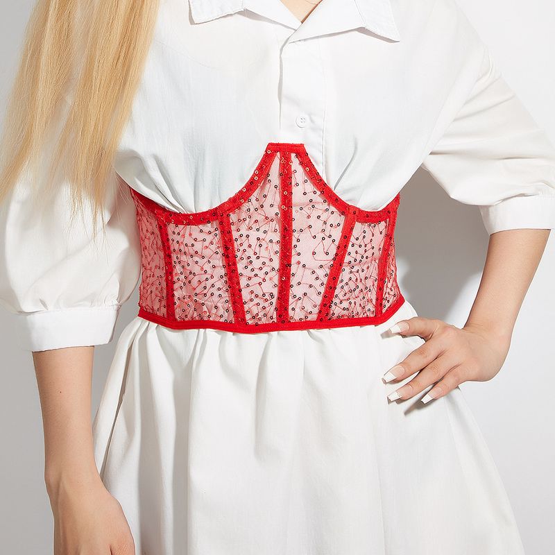 Canotta piccola da pendolare con cinturino in perline, anello in acciaio sul petto, vestibilità aderente, con guarnizione in vita, da donna_voghion.com