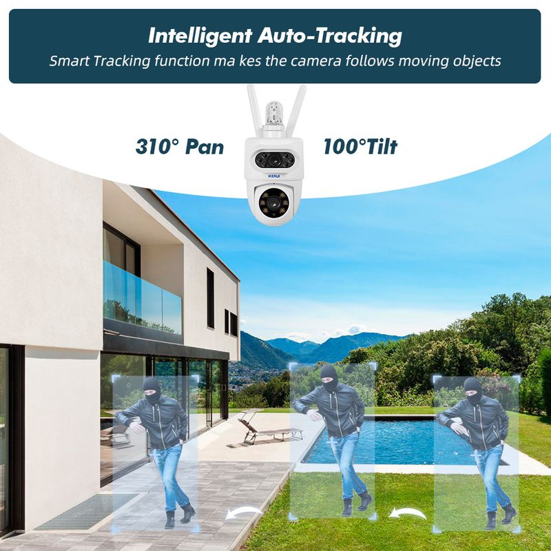 KERUI Utendørs 10MP 5K HD Dobbellinse WiFi IP-kamera Tuya Smart PTZ Trådløs Hjemmesikkerhet CCTV Videoovervåking Menneskelig_voghion.com