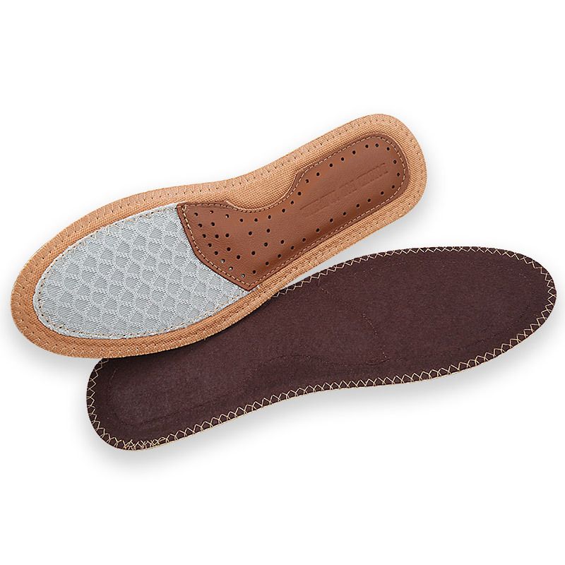 Suitable For All Seasons Sweat-Absorbing Men Full For Women Cowhide Shock-Absorbing Breathable Non-Slip Soft Gauze Insoles_voghion.com