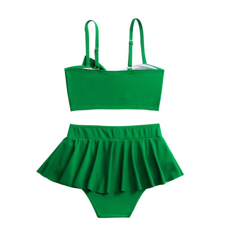 Maillot de bain trois pièces pour enfants Mother&Kids Maillot de bain jupe à volants avec nœud mignon pour filles_voghion.com