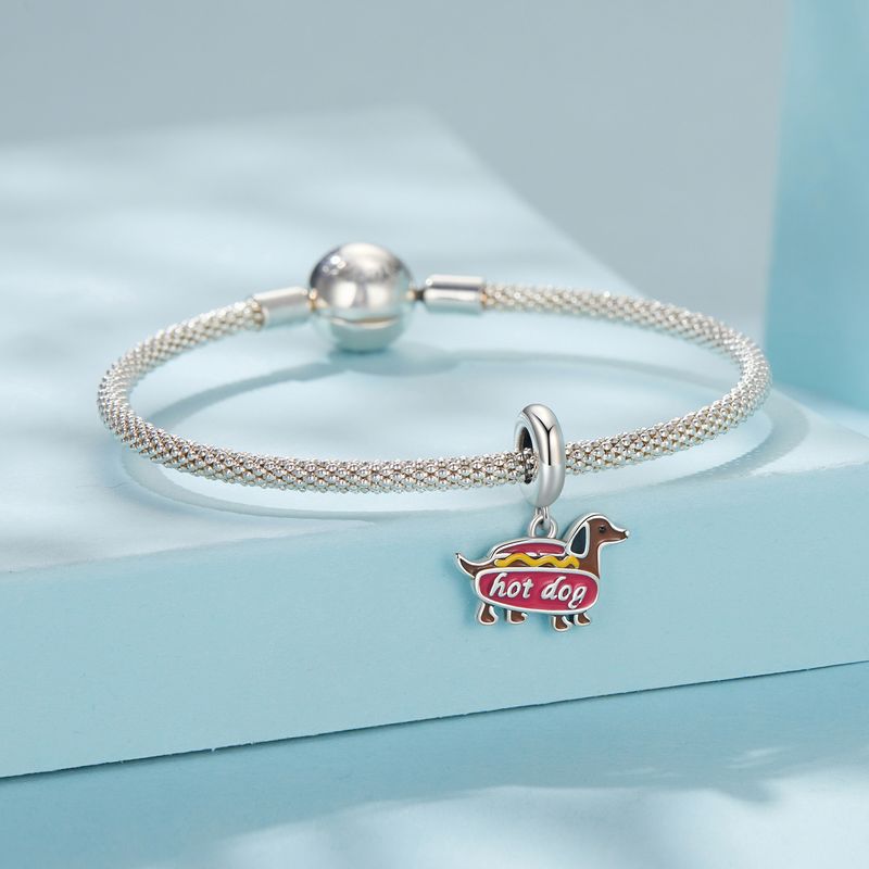 Ciondolo a forma di bassotto in argento sterling, SCC3040_voghion.com