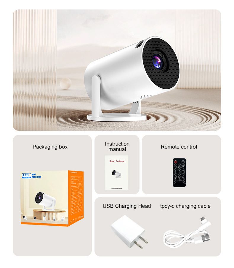 Y200 Portable Projector: 240 ° Rotation,wireless Screen Projection, 80-inch 1080P High Definition Display, Built-in Speaker, Accompanying Home Theater_voghion.com