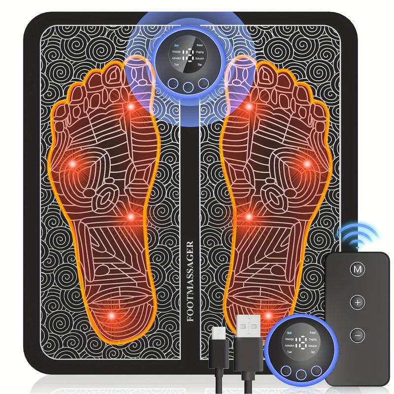 Foussmassagegerät fir Neuropathie, Foussmassagepad fir Péng am Plantarberäich, Muskelentspanung, Foussmassagematt, Fernbediente Foussmassagestimulator_voghion.com