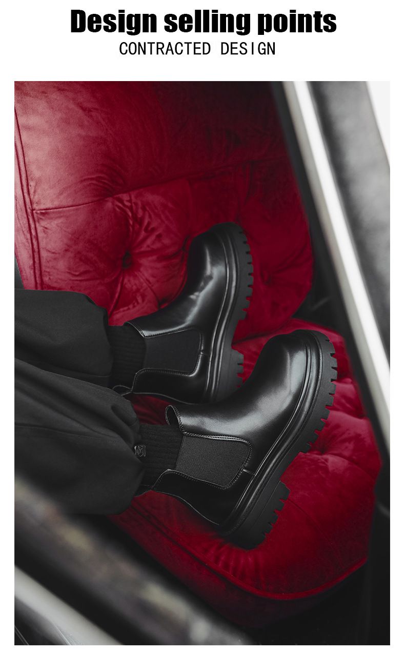 Thick-soled Heightening Retro Martin Boots Blue Casual Boots_voghion.com