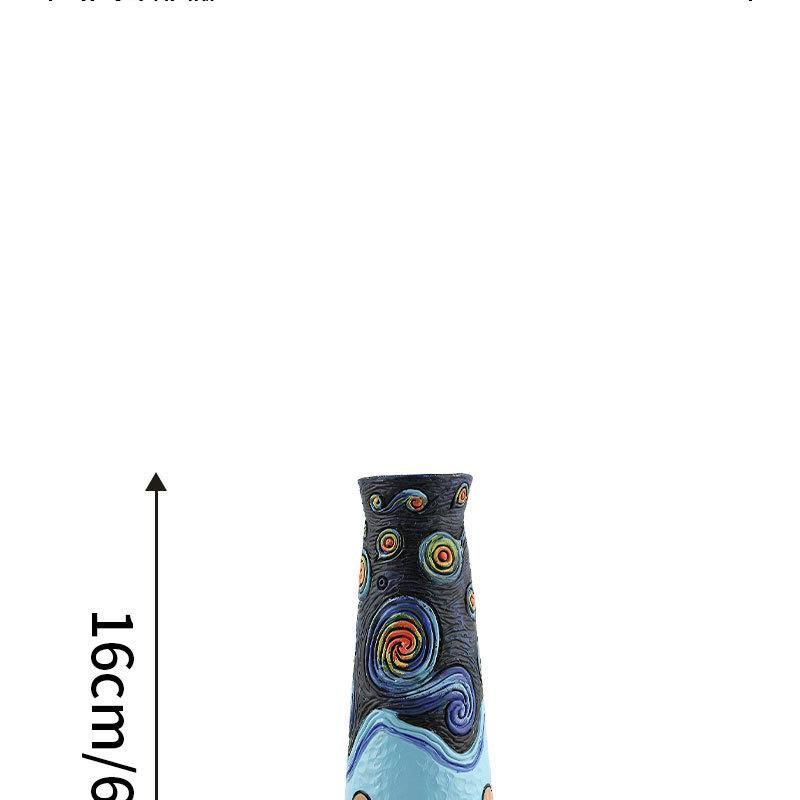 Vaso de resina de 3 peças com inspiração artística de Van Gogh, decoração para mesa e arranjo de flores, noite estrelada, mais vendido no exterior_voghion.com