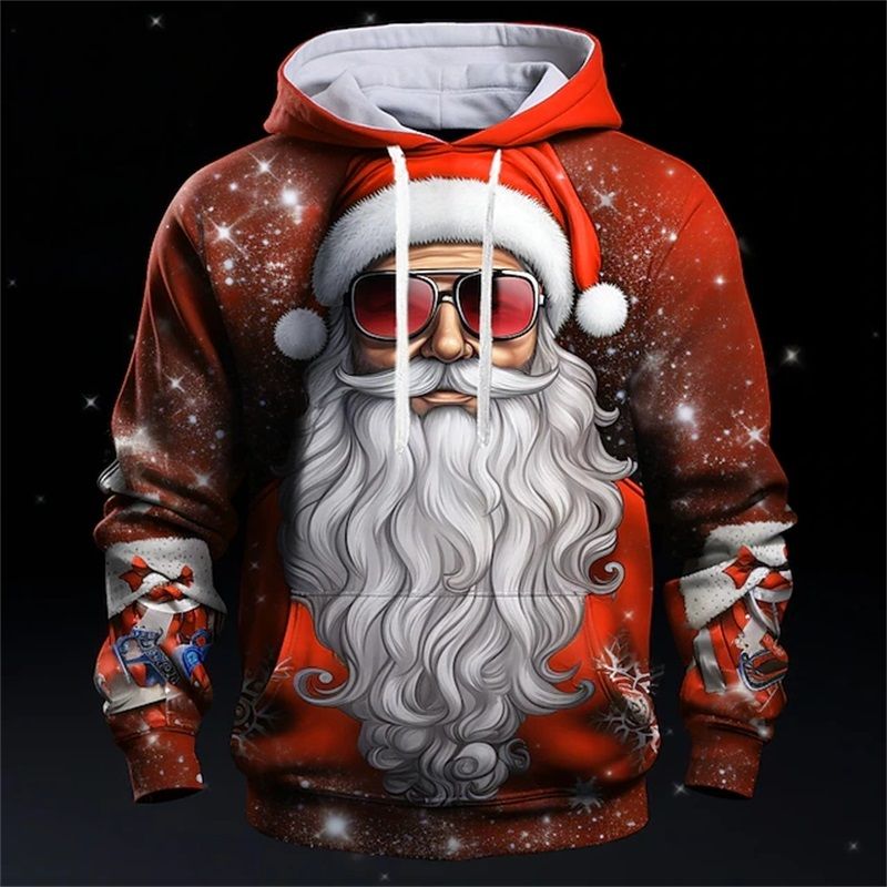 Herren-Kapuzenpullover mit Weihnachtsmann-Motiv, langärmelig – atmungsaktiv für Sport im Frühling und Herbst – strapazierfähiges, bequemes Weihnachtsoberteil_voghion.com