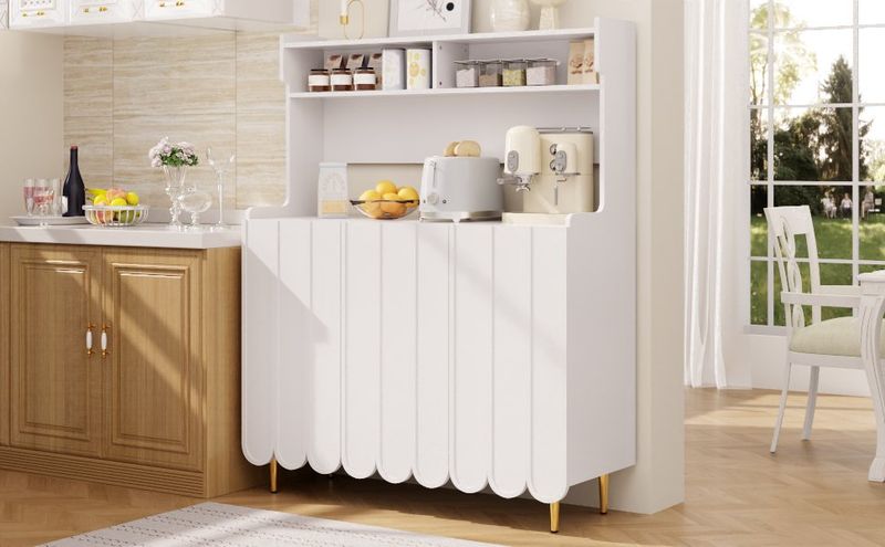 Credenza Weiß 120x151cm Mit Offenem Ablageregal, Moderner Stil_voghion.com