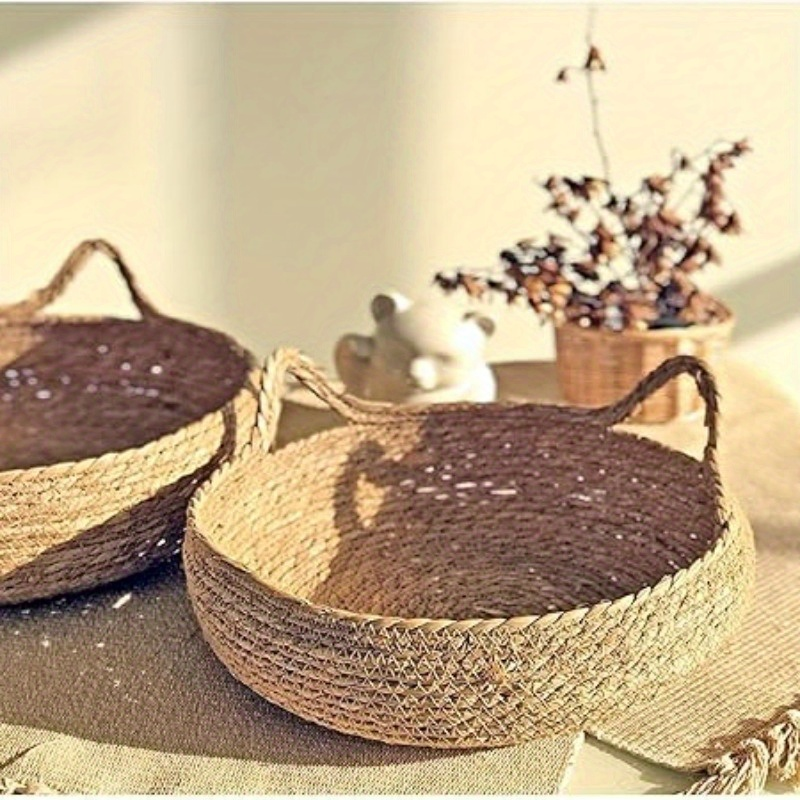 Coussin en peluche tissé confortable pour lit de chat, coussin de sommeil profond, coussin de chenil rond tissé à la main pour animaux de compagnie, panier de nid de couchage avec oreiller pour l'intérieur_voghion.com