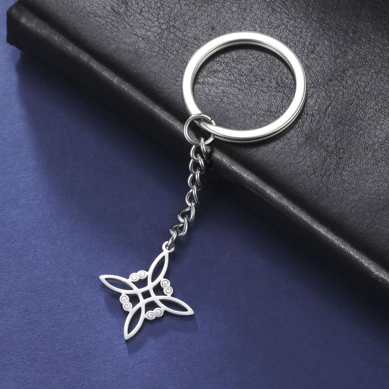 Het hete verkopende titanium stalen sleutelhanger vierkante doorlopende krullende patroon hanger gemaakt van 304 materiaal roestvrij staal sleutelhanger vakantiecadeau voor koppels_voghion.com