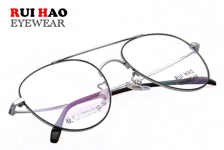 Lunettes de vue à la mode personnalisées Double Deam Lunettes de vue Remplissage de monture Lentilles optiques Lunettes en titane Myopie Hypermétropie_voghion.com