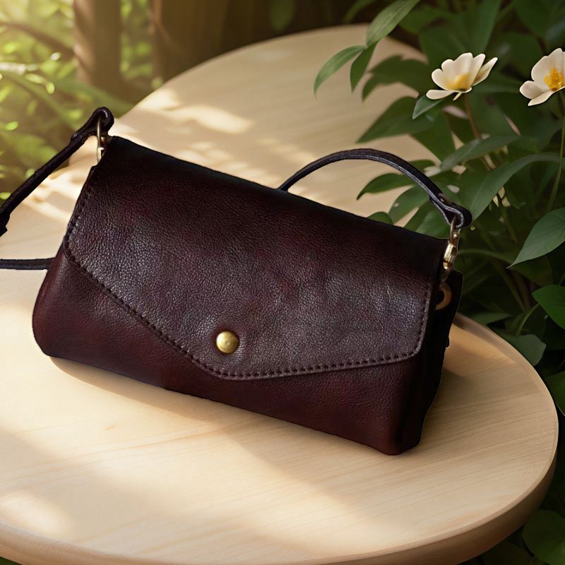 Mini-Umhängetasche aus echtem Leder mit goldenem Verschluss, neuer Stil_voghion.com