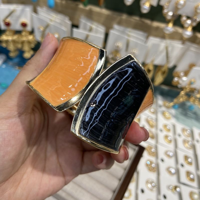 Braccialetto in smalto squisito, edizione da 25 mm di larghezza, alla moda, di alta qualità, placcato oro in rame_voghion.com