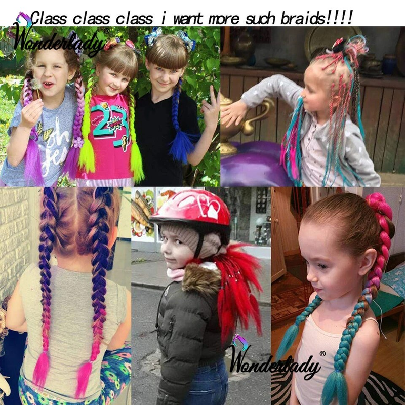 WonderLady Synthetik-Extensions, 61 cm lang, bunt, Ombre-Flechthaar, rosa, orange, blond, Jumbo-Box-Zöpfe_voghion.com