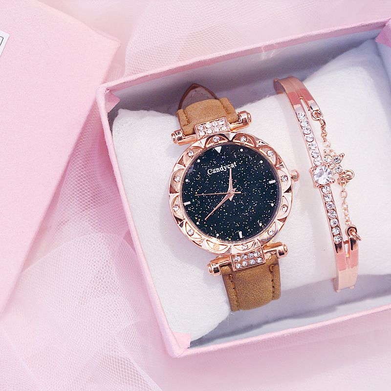 Starry Sky Watch Women's Fashion Trend Simple Women's Watch Student Two-piece Gift Watch Daily Commuter Casual Birthday Valentine's Day Gift_voghion.com