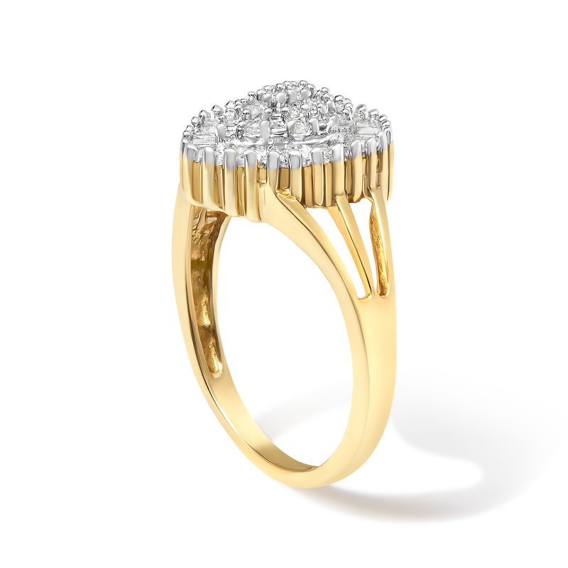 10K Yellow Gold Diamond Cocktail Ring (1/4 Cttw, I-J Color, I3 Clarity)_voghion.com