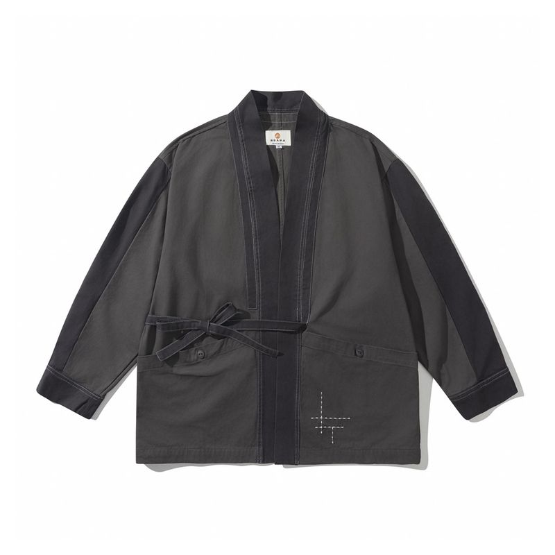 BSAPA New Trendy Brand Road Robe Color blocked Collarless Jacket Chinese Style Tang Costume Men's Coat JK372_voghion.com