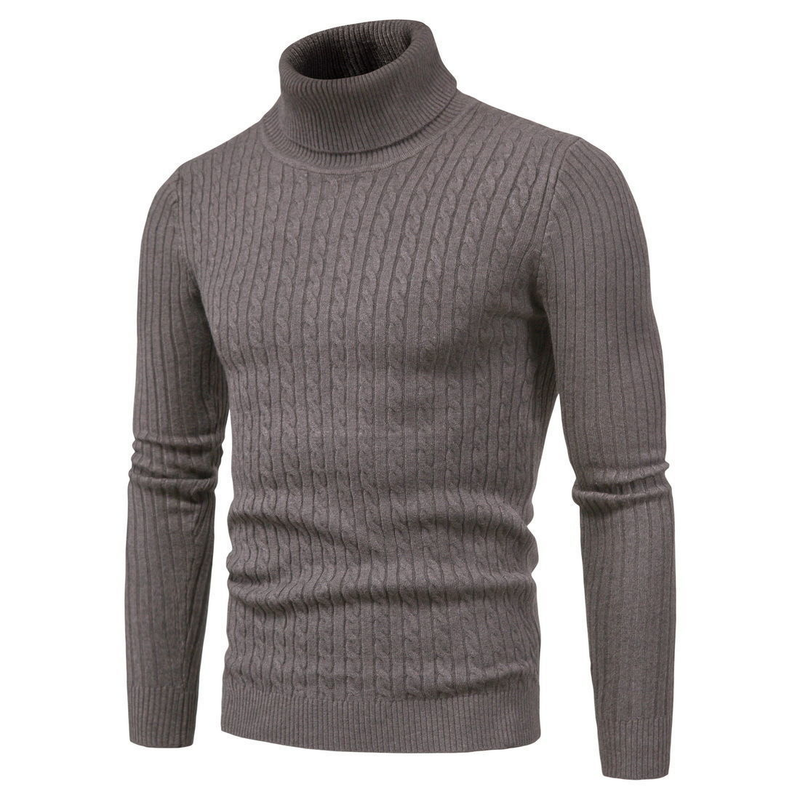 Automne et hiver pull à manches longues décontracté lin col haut hommes tricots bas haut_voghion.com