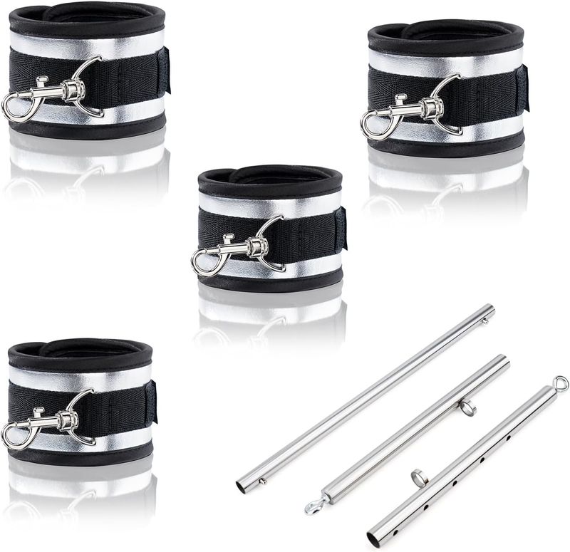 Barra divaricatrice in acciaio inossidabile resistente con 4 cinghie pelose regolabili per l'allenamento fitness in palestra a casa_voghion.com