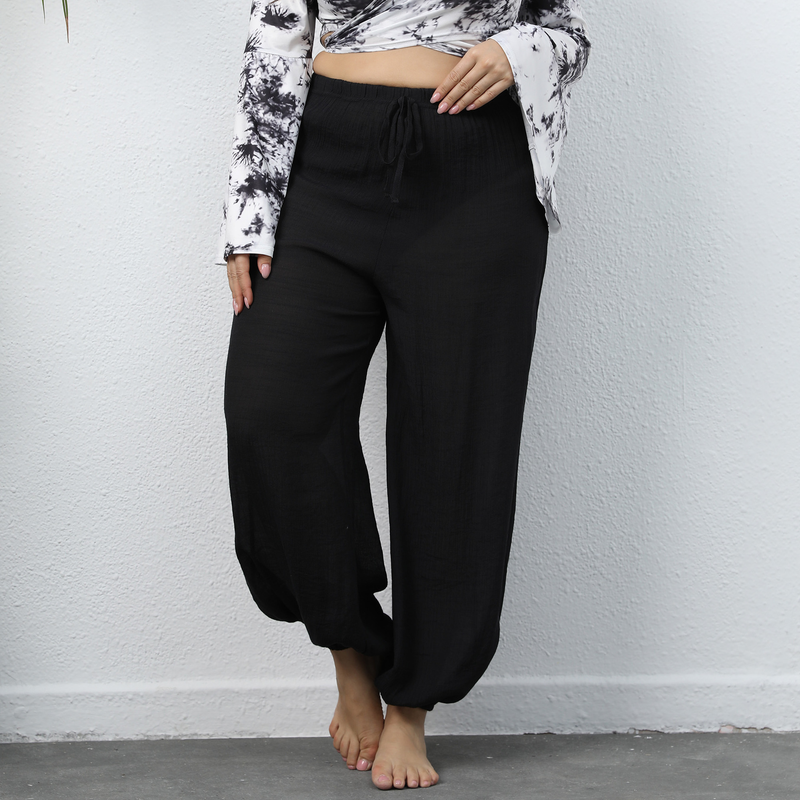 plus size Γυναικείο παντελόνι παραλίας casual φαρδύ φανάρι_voghion.com
