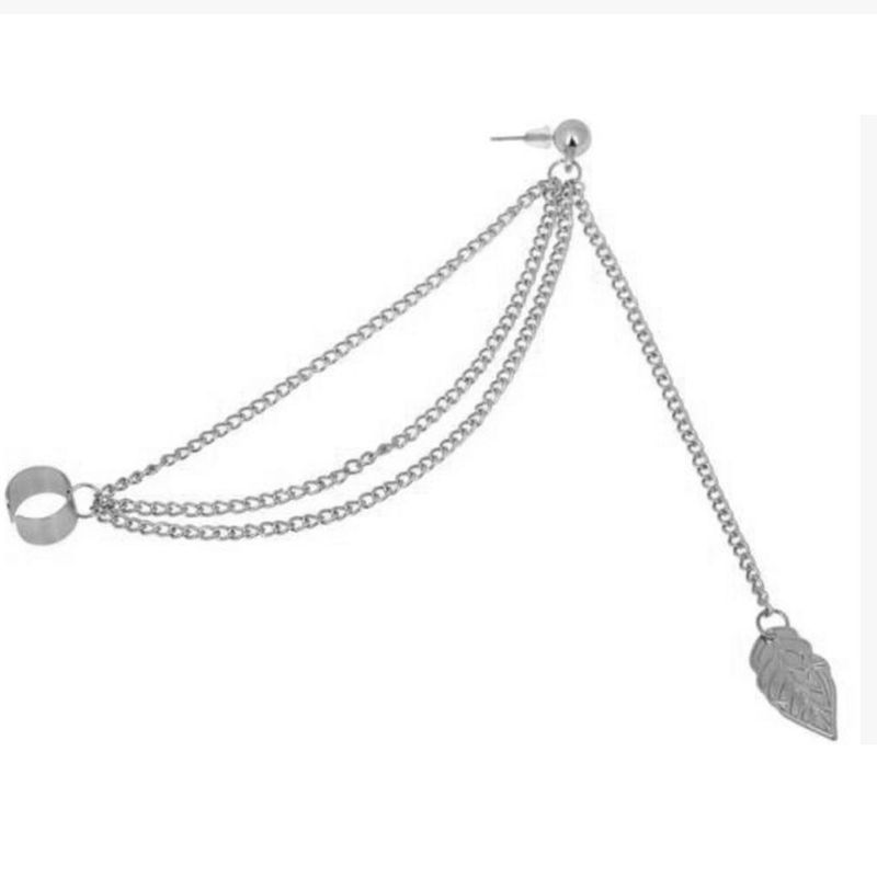 Ensemble de 5 boucles d'oreilles non percées à double couche en forme de feuille d'os souple, style créatif et tendance_voghion.com