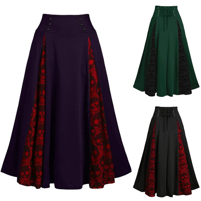 Heißer verkauf Mode 2024 Frühjahr Neue Vintage Chic Weibliche Röcke Midi Frauen Taille Rock Plus Größe Hohe Plissee Gothic Ropa_voghion.com