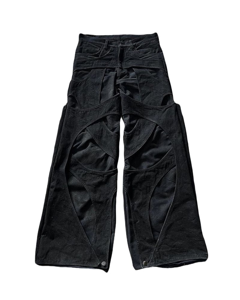 "Y2K Streetwear Patchwork Jeans für Herren – Hohe Taille, Loose Fit, Distressed Denim (S-XXL)"_voghion.com