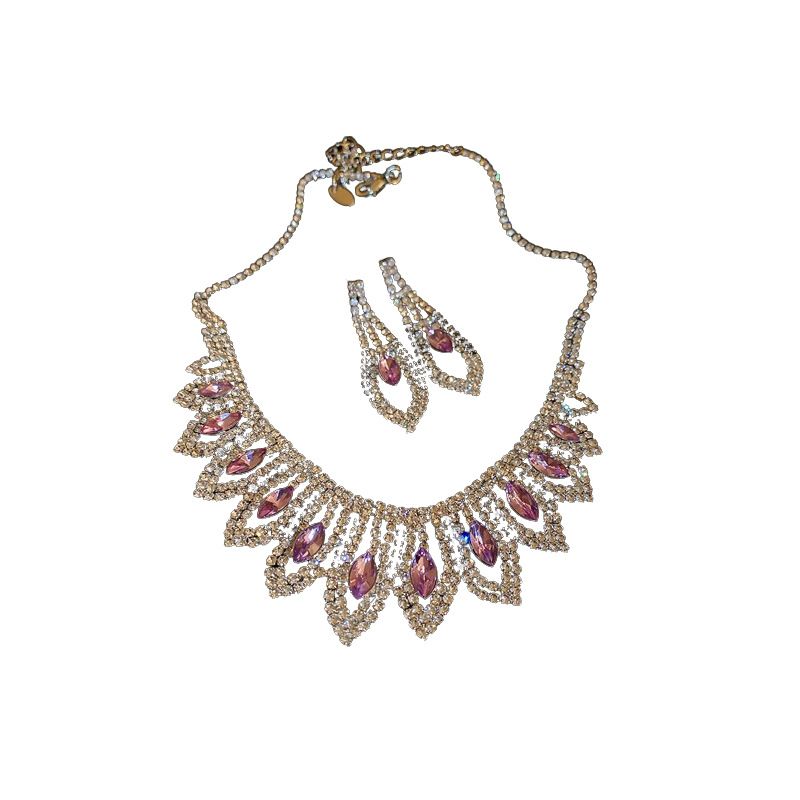 Diamond Fringe, Super Sparkling Geometric Necklace, Earring Set, Light Luxury, Cool Style, Collarbone Chain, Elegant_voghion.com