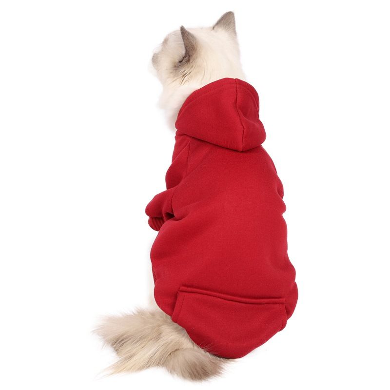 Furnizare transfrontalieră de modă caldă britanică scurtă pisică albastră Teddy câine mijlociu și mic cu glugă haine pentru câini pulover pentru animale de companie_voghion.com