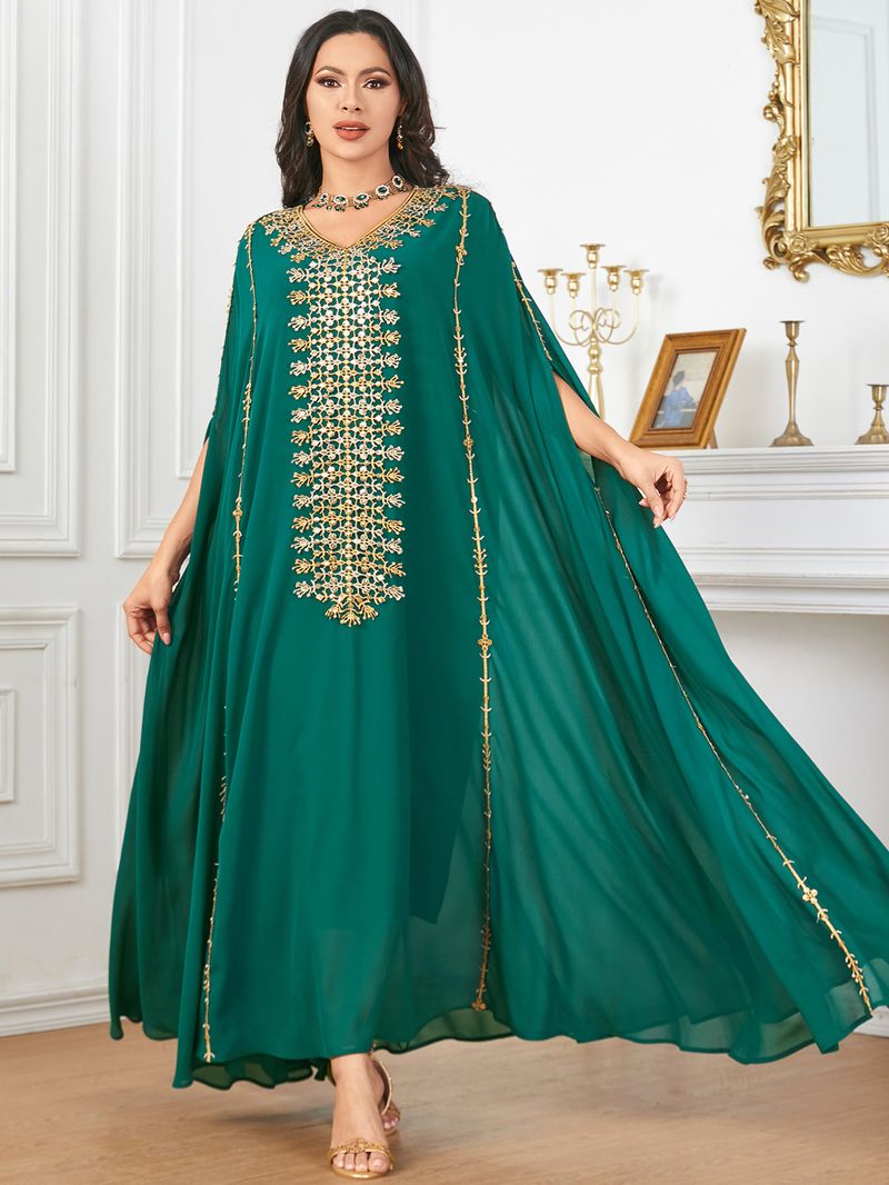 Luxuriöses besticktes Abaya-Kleid mit Fledermausärmeln – elegantes Maxikleid im Dubai-Stil für Frauen, bescheidene muslimische Mode_voghion.com