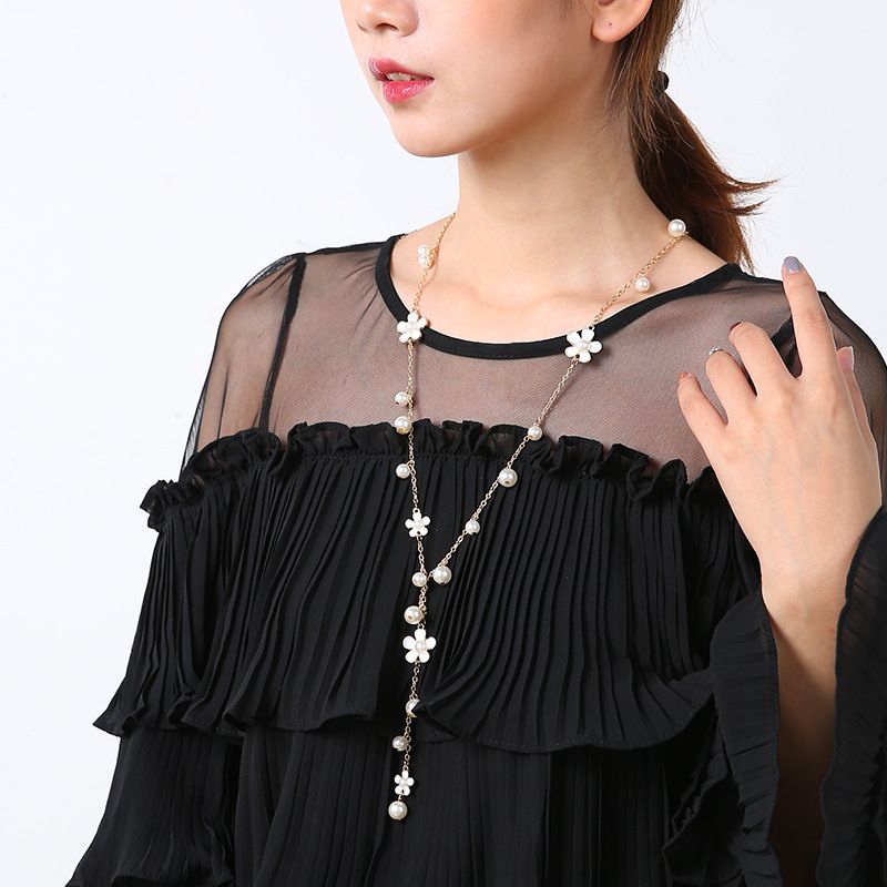 Autumn Winter Sweater Chain High-end Feel Women's Versatile Long Pearl Necklace Jewelry Tassel Pendant Accessories Live_voghion.com