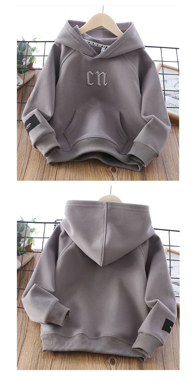 Soft Cotton Kids Hoodie With Embroidery - Unisex Long Sleeve Pullover For Boys & Girls (8+ Years, 110-170cm) - Minimalist Style_voghion.com