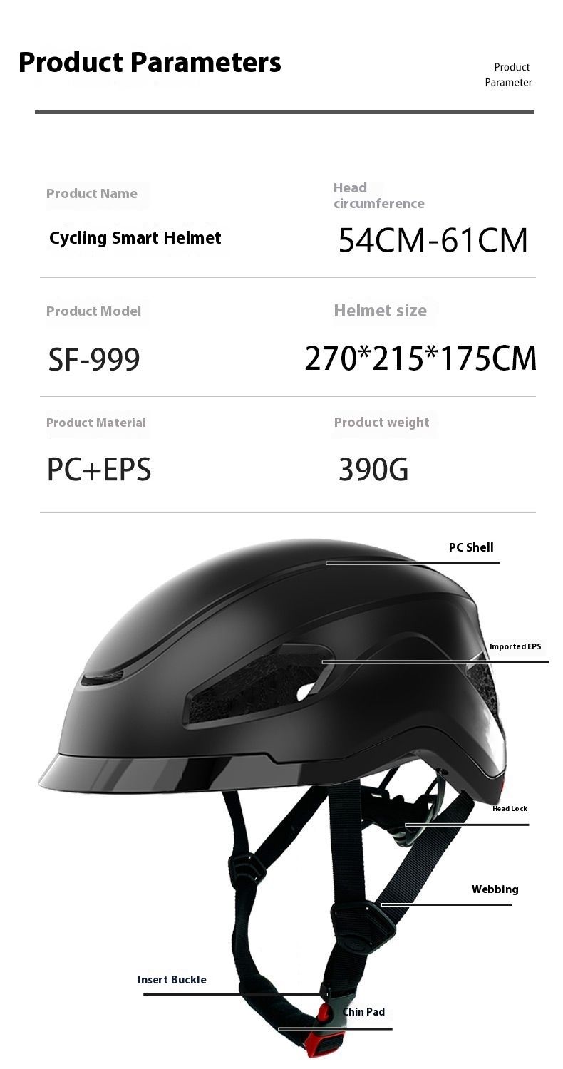 Sanfu Smart Rechargeable With Light Bicycle One-piece Molded Road Mountain Bike Bluetooth Helmet_voghion.com