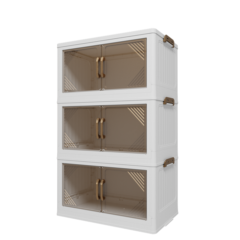 172 QT 21.6 Inch Wide Clear Door Foldable Storage Box – 3-Tier Large Capacity Organizer, Easy Access, Moving Essential, Space-Saving Foldable Design_voghion.com